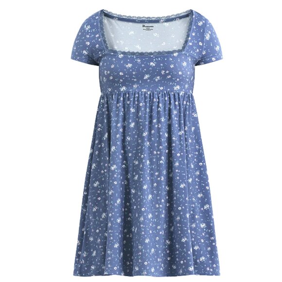 No Boundaries Blue Mini Dress with White Floral Pattern Size Medium NWT - Picture 3 of 11